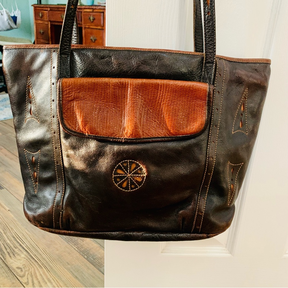 Brown leather shoulder bag - Picture 2 of 9